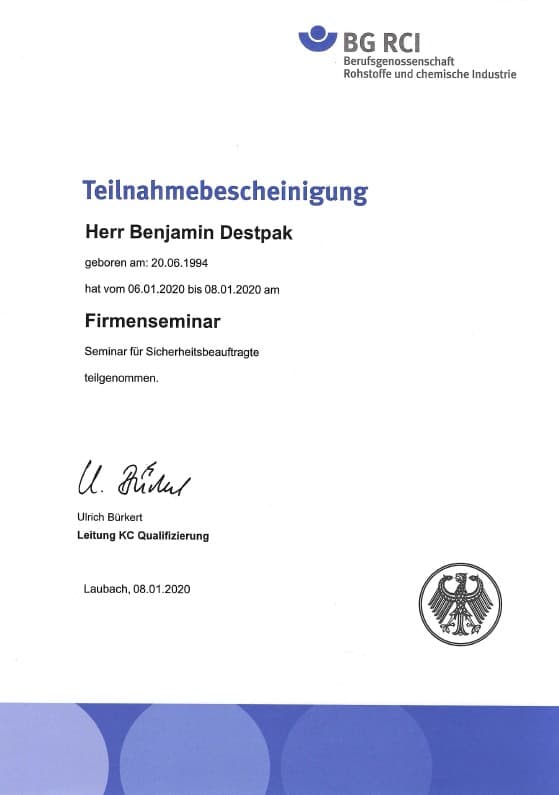 BGRCI Sicherheitsbeauftragter Benjamin | Über uns