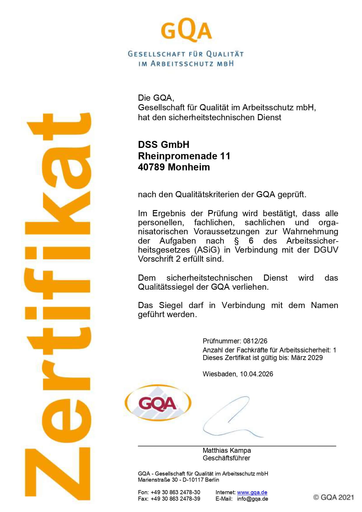 GQA Zertifikat 2026 Page 0001 | Über uns